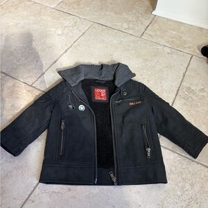Kids Black Denim Jacket with Hood